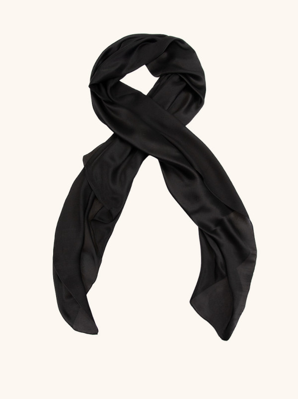 Szal 100%  jedwab czarny 65x180 cm