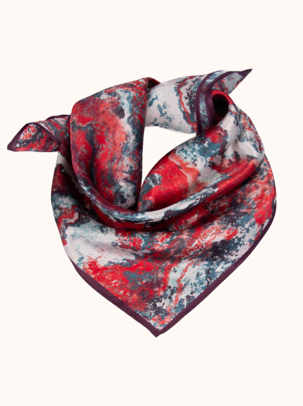 Apaszka jedwabna w malownicze wzory 53x53 cm