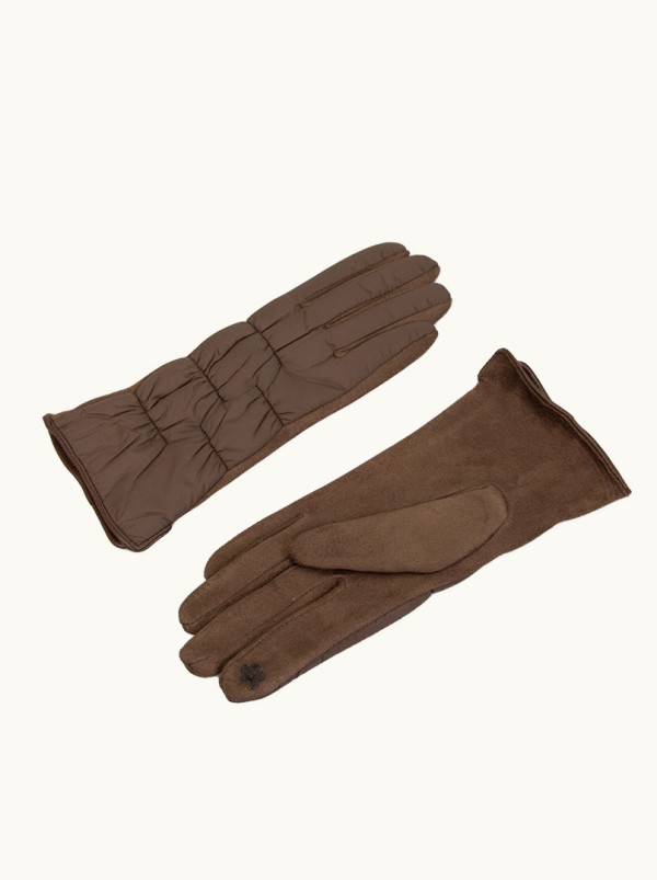 Rękawiczki brązowe dzianinowe pikowane