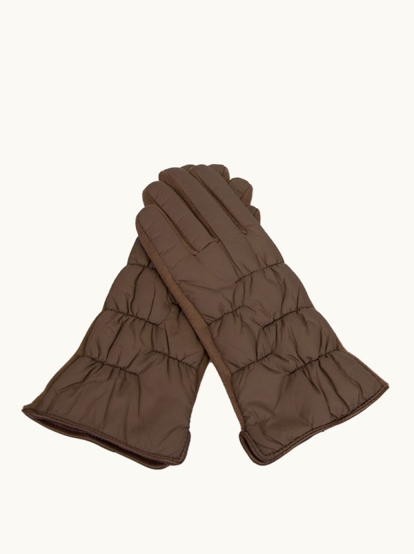 Rękawiczki brązowe dzianinowe pikowane