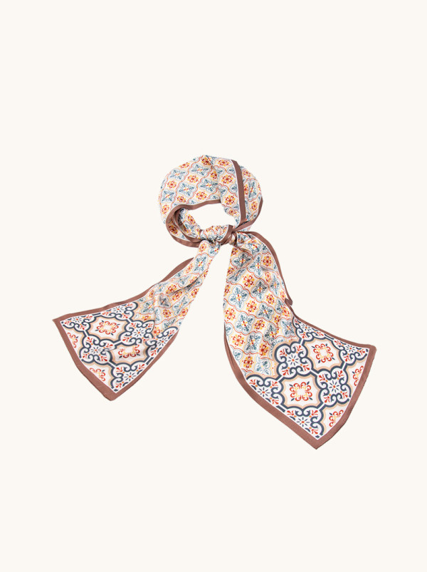 Dwustronny wąski szal z jedwabiu  16x145cm