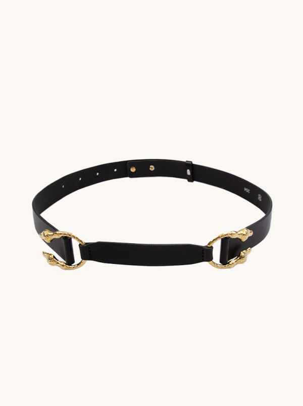 Pasek czarny ze sprzączką w kształcie podkowy LuAna