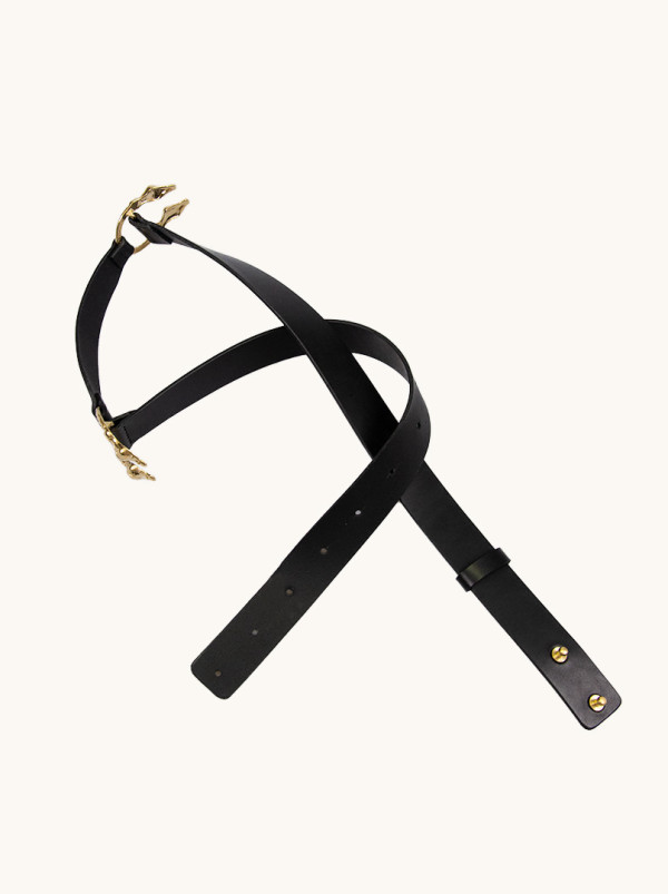 Pasek czarny ze sprzączką w kształcie podkowy LuAna