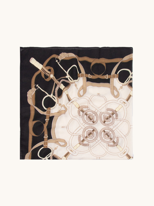 Black Pattern Viscose Scarf 105x105 cm