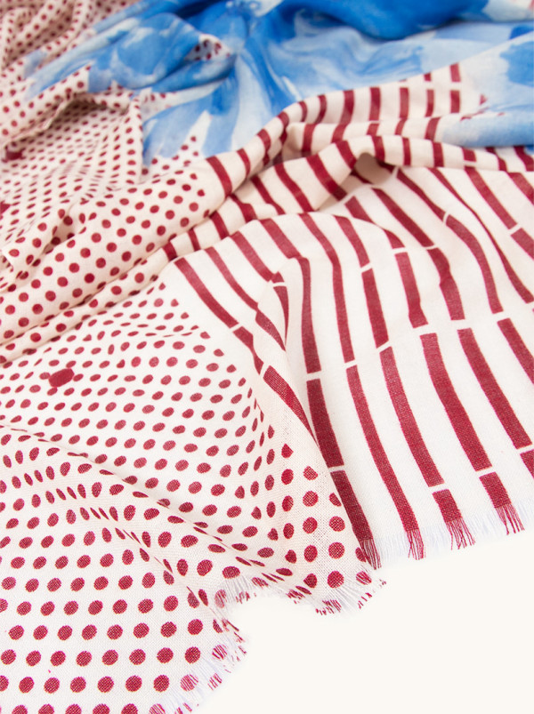 Szal 100% wełna w kropki 70 cm x 190 cm