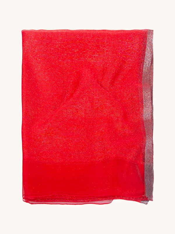 Red formal scarf with glittering threads 180 cm