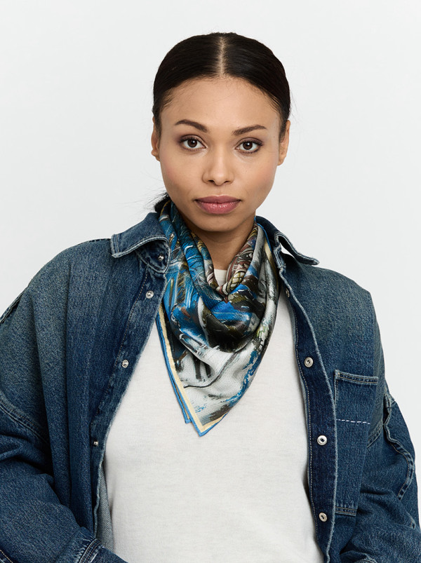 Apaszka z jedwabiu dwustronna Panorama Emocji 65x65 cm