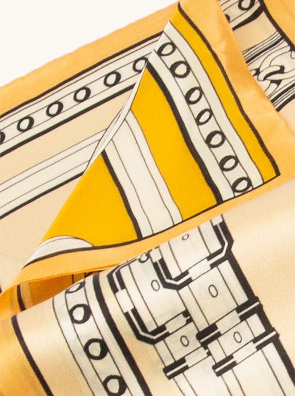 Orange silk scarf with a chain motif, 16 x 145 cm