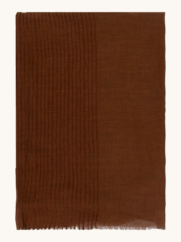Szal z wełną brązowy 90x190 cm
