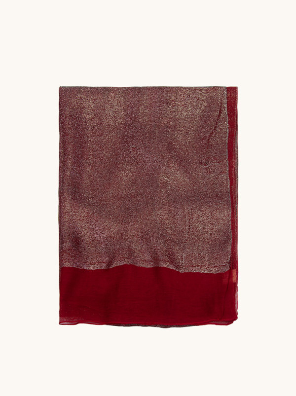 Maroon formal scarf with shiny silver thread 190 cm