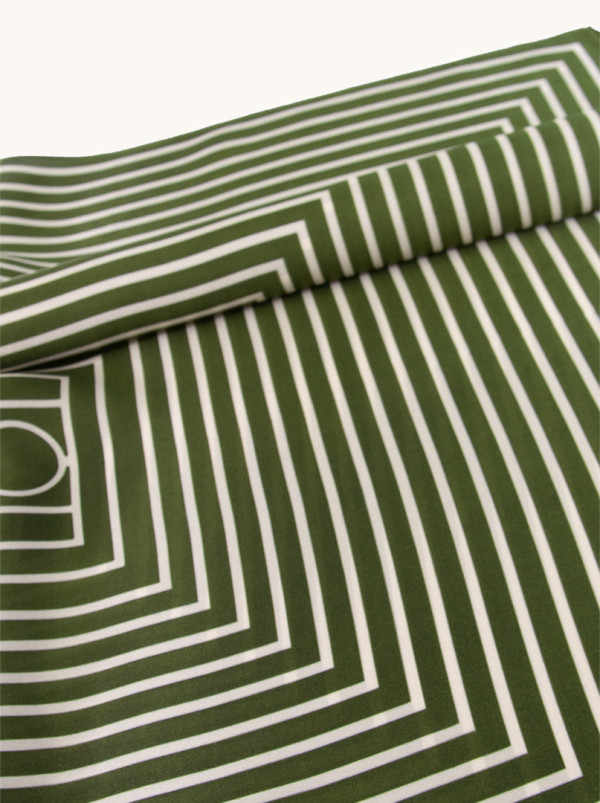 Medium green striped silk scarf 68x68cm