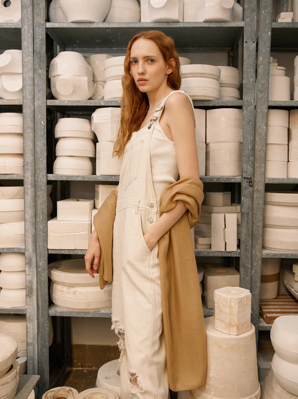 Szal z bawełny beżowy PREMIUM 70 cm x 180 cm