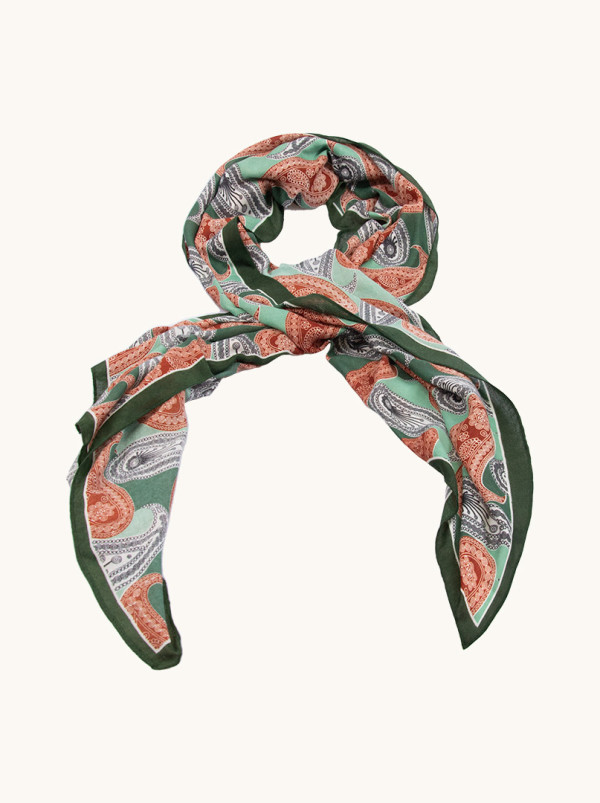 Szal 100% wiskoza zielony w paisleye  80x180 cm