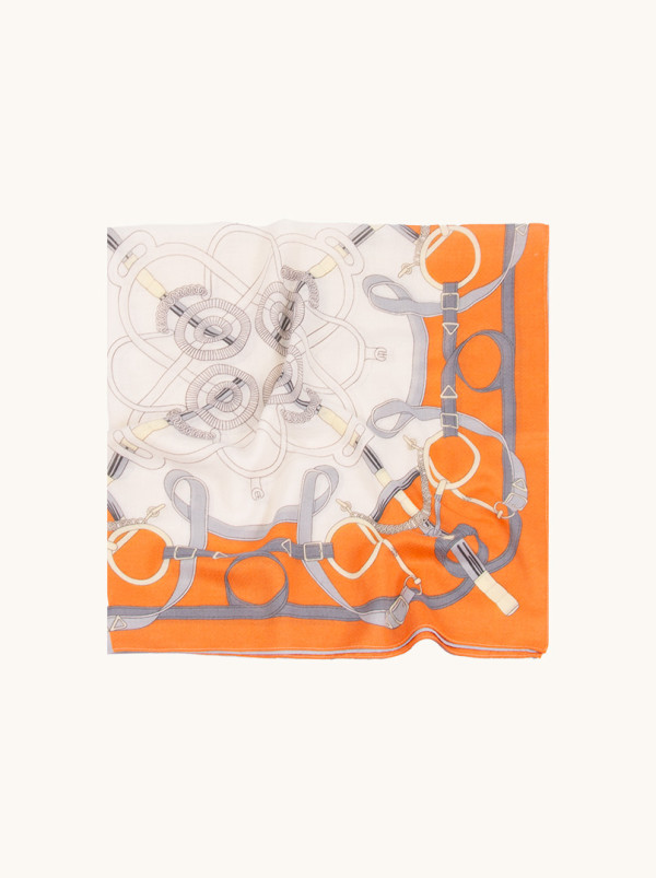 Orange Pattern Viscose Scarf 105x105 cm