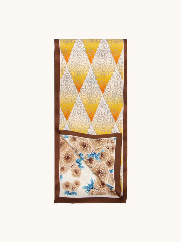 Silk scarf with gold patterns, 16x145 cm