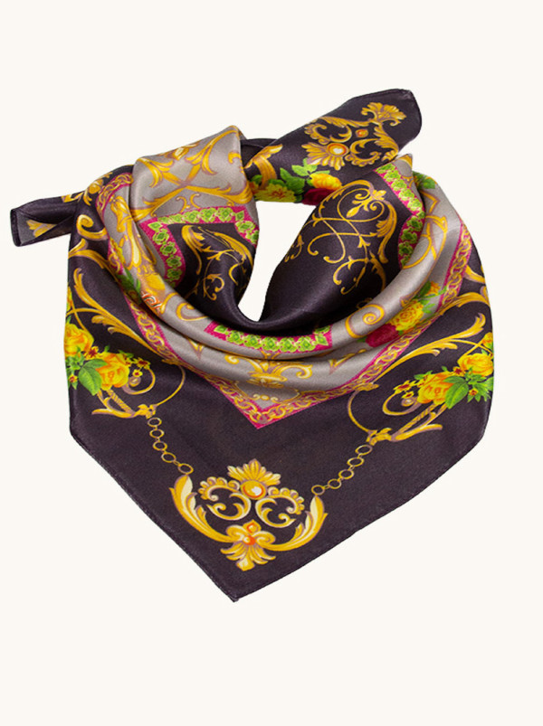 Apaszka jedwabna w kolorowe wzory 53x53cm 