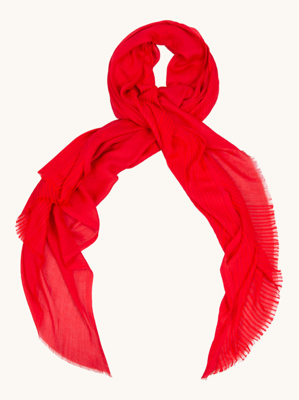 Szal lekki w kolorze czerwonym w pasy 90x190cm