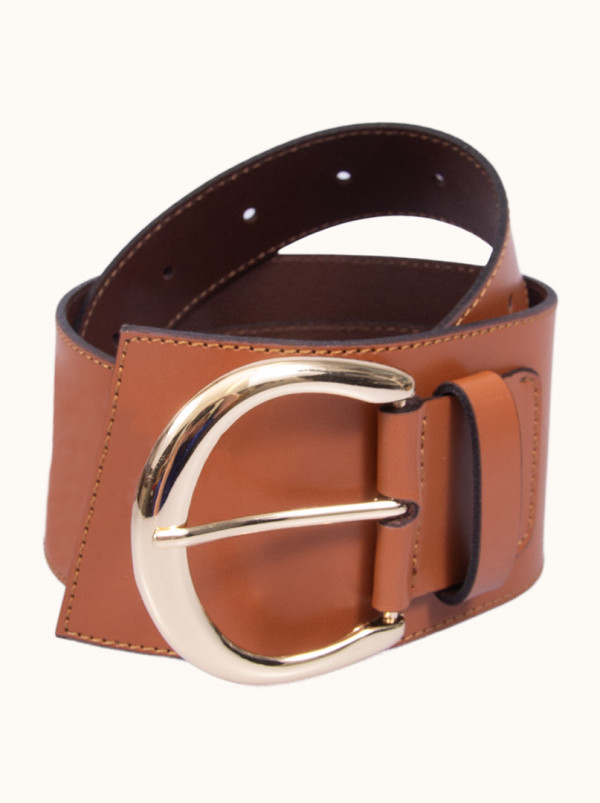 Pasek  beżowy  z dużą sprzączką LuAna