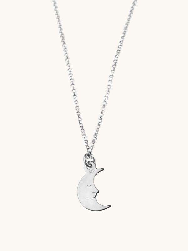 Choker różowa aksamitka ze srebrnym księżycem