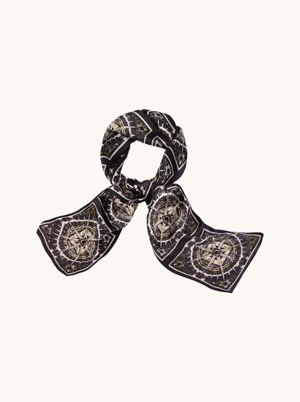 Dwustronny Szal jedwabny z motywem wzorów 15cm x 150cm