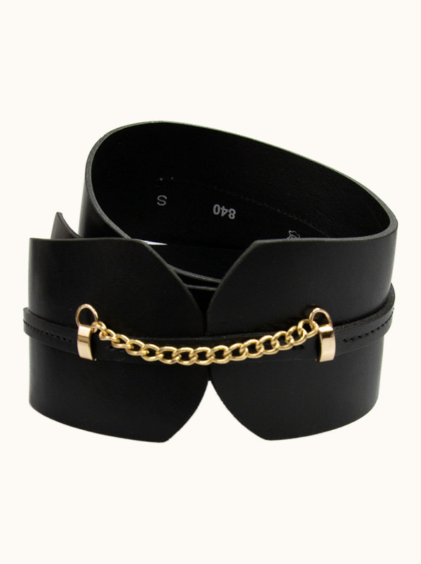 Pasek  czarny  z ozdobnym  łańcuszkiem  LuAna