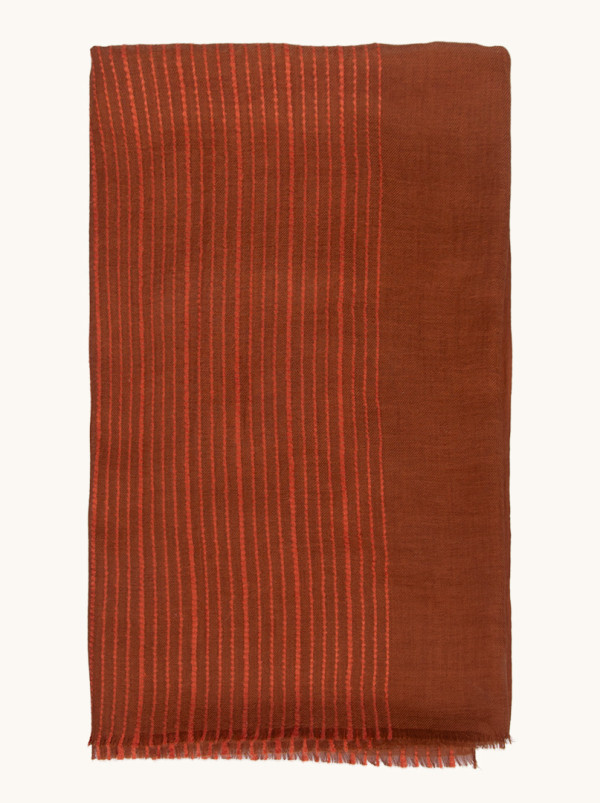 Brown Striped Wool Blend Scarf 90x190 cm
