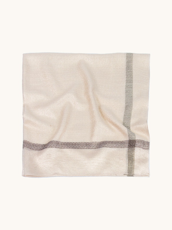 Beige evening shawl with gold glitter, 90x90 cm