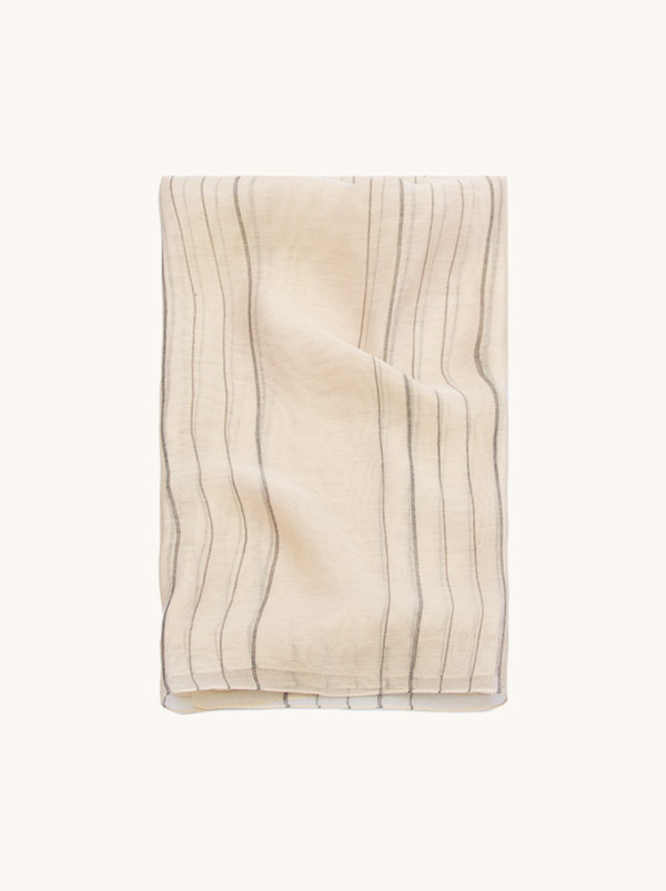 Beige formal scarf with black stripes 180 cm