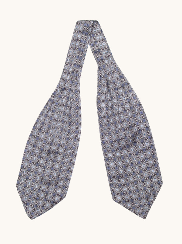 Silk foulard in geometric pattern 17 x 130 cm