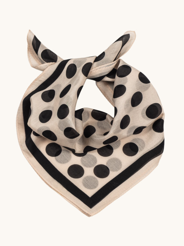 Apaszka bawełna z jedwabiem morwowym kremowa w grochy 53x53 cm