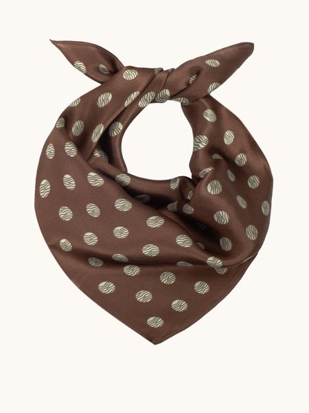 Apaszka jedwabna brązowa w groszki 53x53cm 