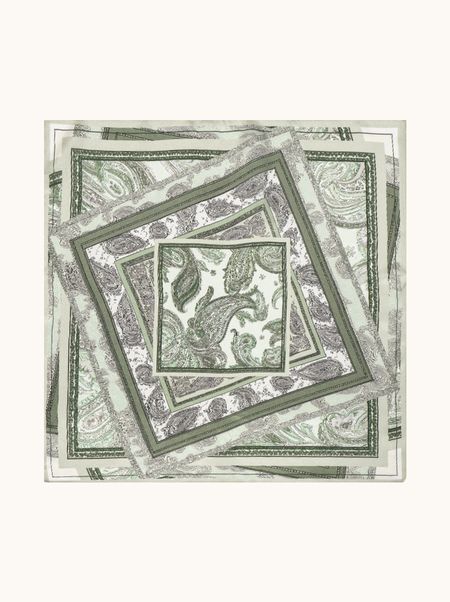Apaszka jedwabna zielona w paisleye 53x53 cm