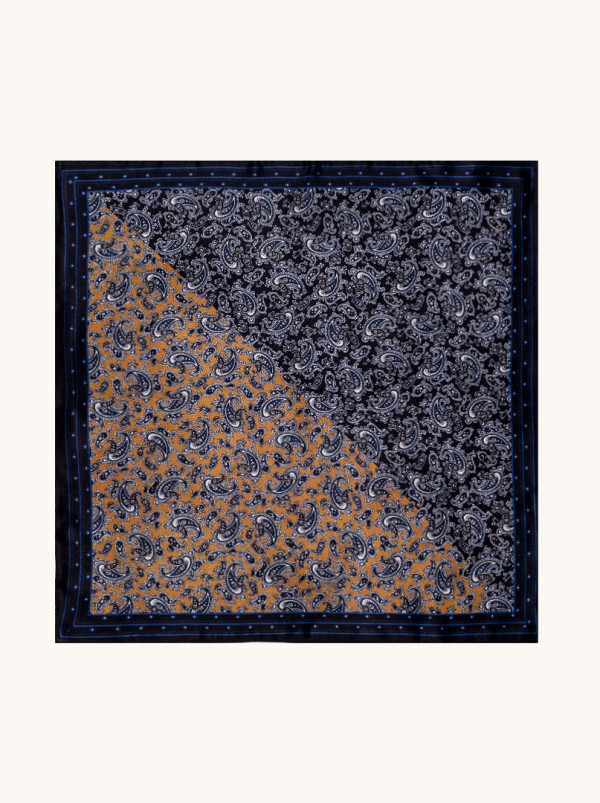 Apaszka jedwabna granatowa w paisley 53x53 cm