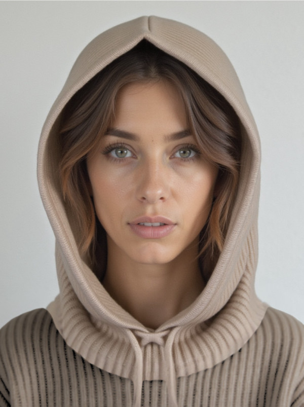 Dopasowany kaptur kaszmirowy beżowy z wiązaniem PREMIUM