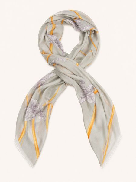 Luxury soft cashmere shawl with dragonfly motif 75x200 cm