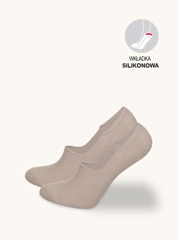 Mikrostopki bawełniane beżowe z wkładką silikonową