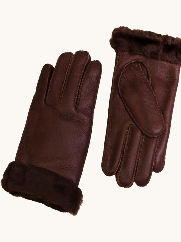 Ciepłe skórzane rękawiczki z futerkiem L