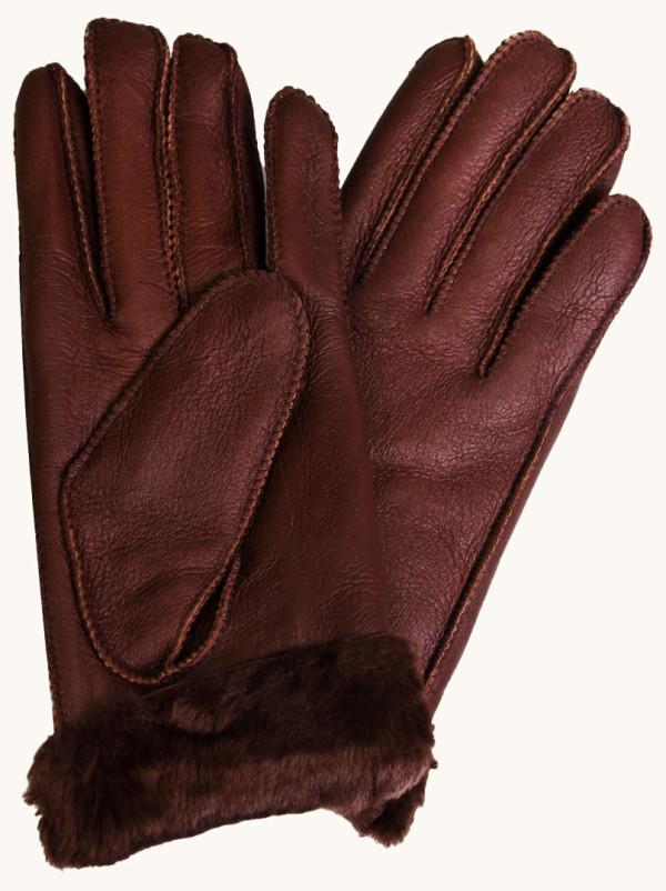 Ciepłe skórzane rękawiczki z futerkiem L