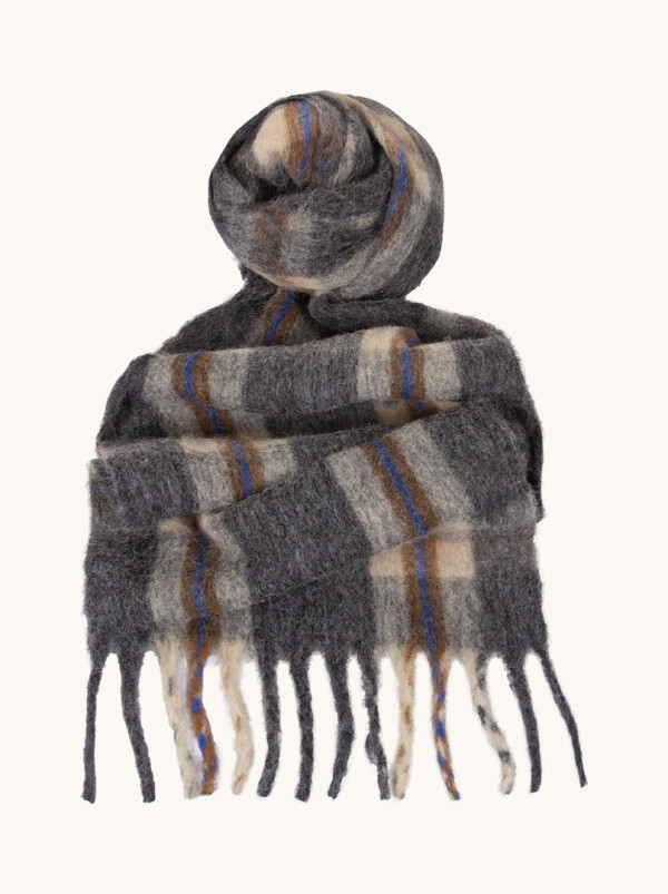Checked scarf with tassels 40cm x200cm