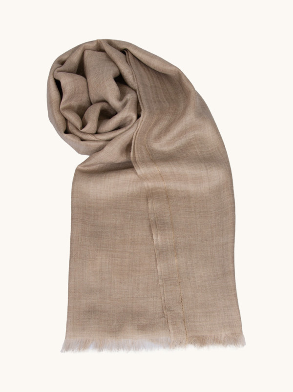 Ekskluzywny szal kaszmirowy w kolorze beżowym 95 cm x 200 cm PREMIUM