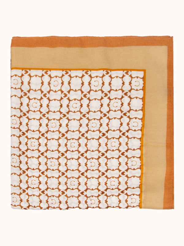 Lekki  szal z wiskozy  w odcieniach pomarańczu w orientalne wzory   80 cm x 180 cm