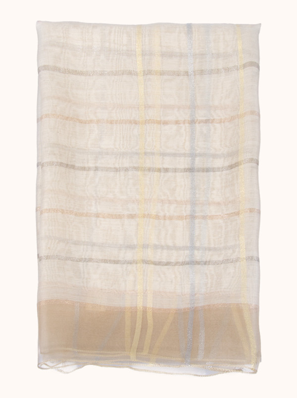 Beige checkered formal scarf 65 cm x 185 cm