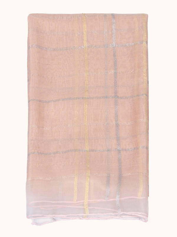 Ecru checked formal scarf 65 cm x 185 cm