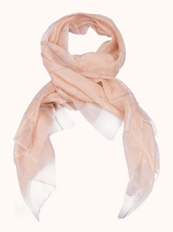 Ecru checked formal scarf 65 cm x 185 cm