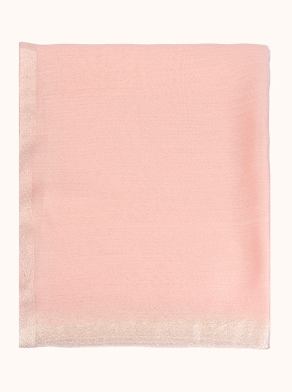 Pink formal scarf with gold trim, 65 cm x 185 cm