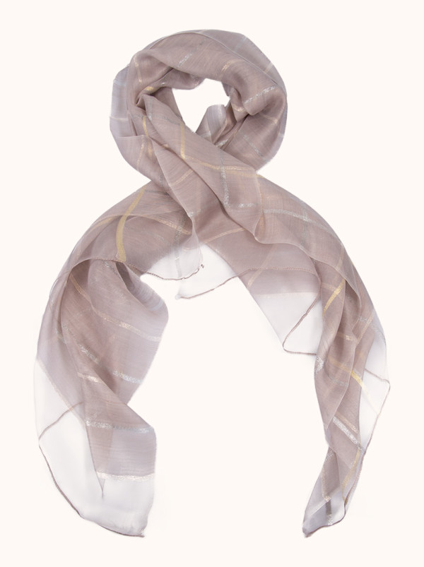 Beige formal scarf with gold trim, 65 cm x 185 cm