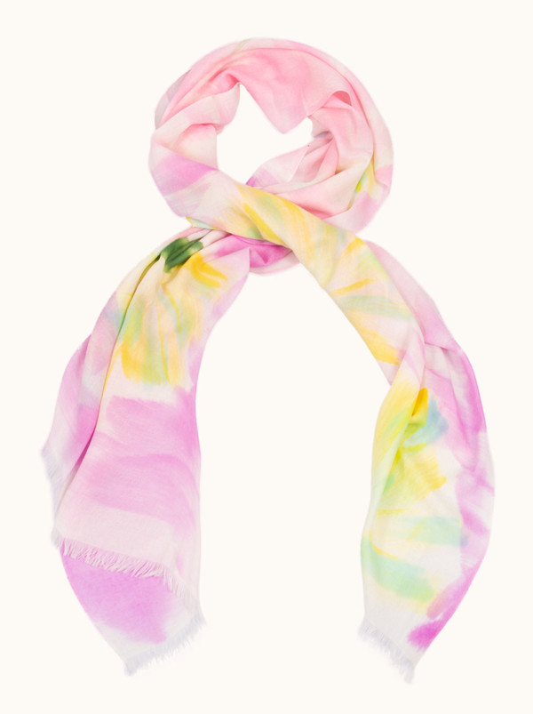 Light pink and yellow scarf 90 x 190 cm