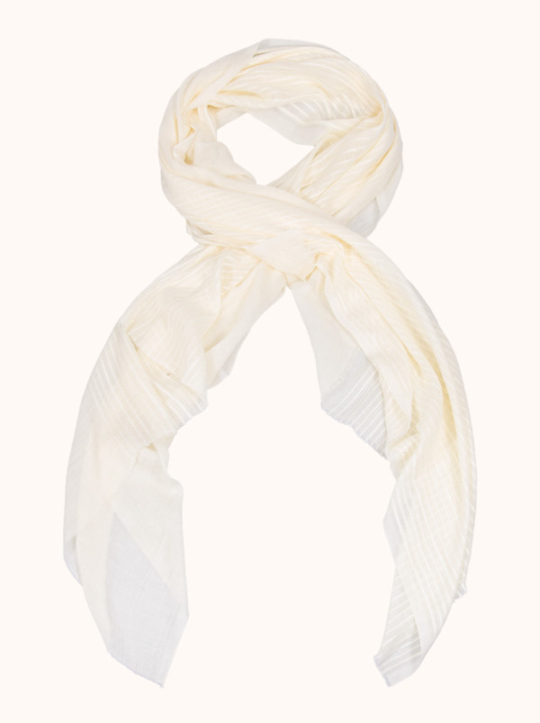 Szal lekki w kolorze białym w pasy 90x190cm