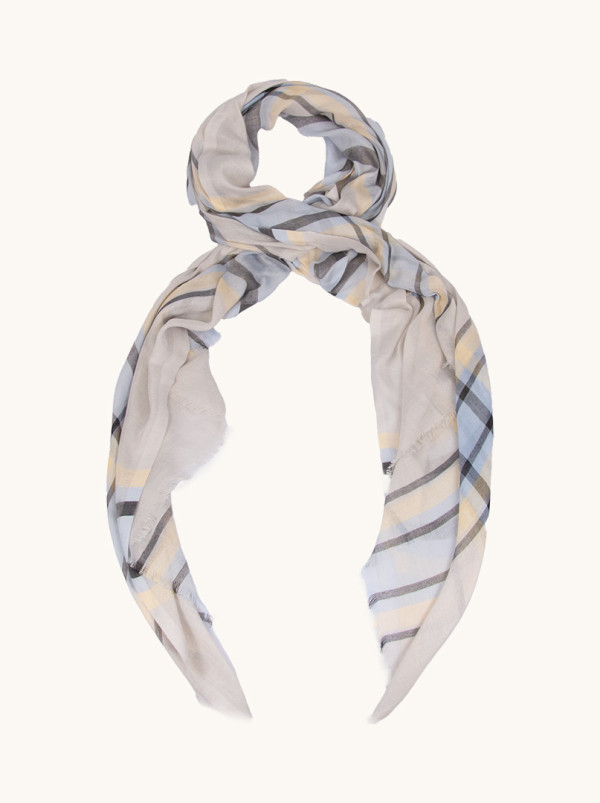 Szal szary w paski 70 cm x 180 cm PREMIUM