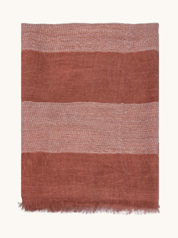 Light orange striped scarf 110 cm x 190 cm